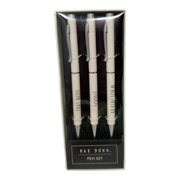 Rae Dunn 3 Ball Point Pen Set Black Ink Take Note Doodle Brainstorm Office Gift - Picture 1 of 7